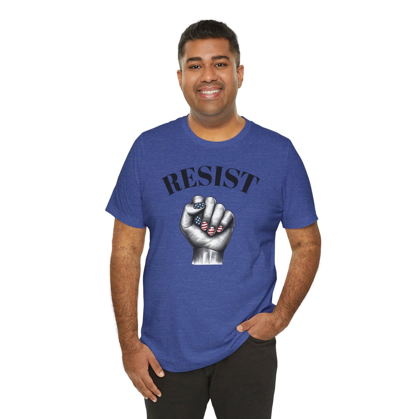 Resist Feminist Power Fist Tee – USA Flag Nails Protest Shirt
