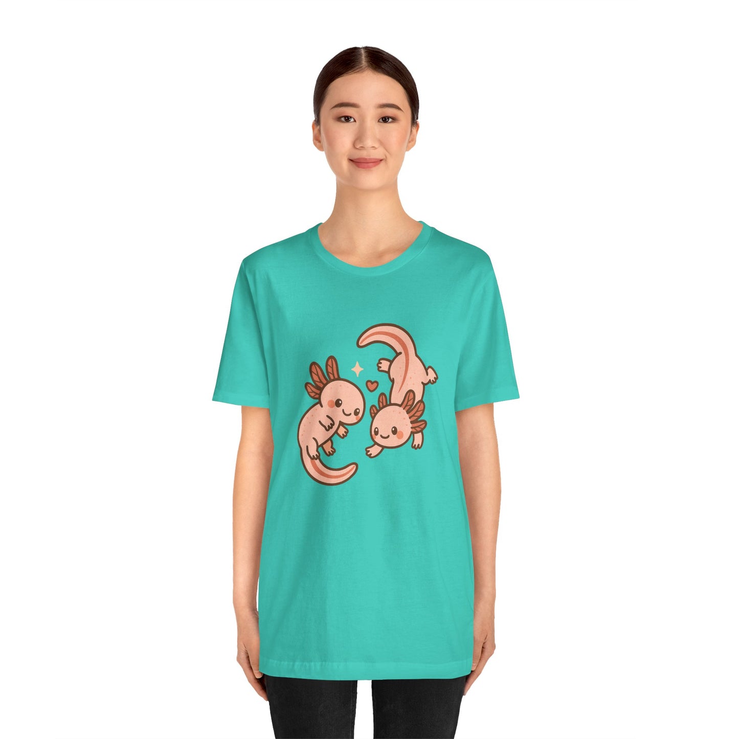 Kawaii Axolotl T-Shirt – Cute Tee with Smiling Axolotls - WhimSpin - https://whimspin.com