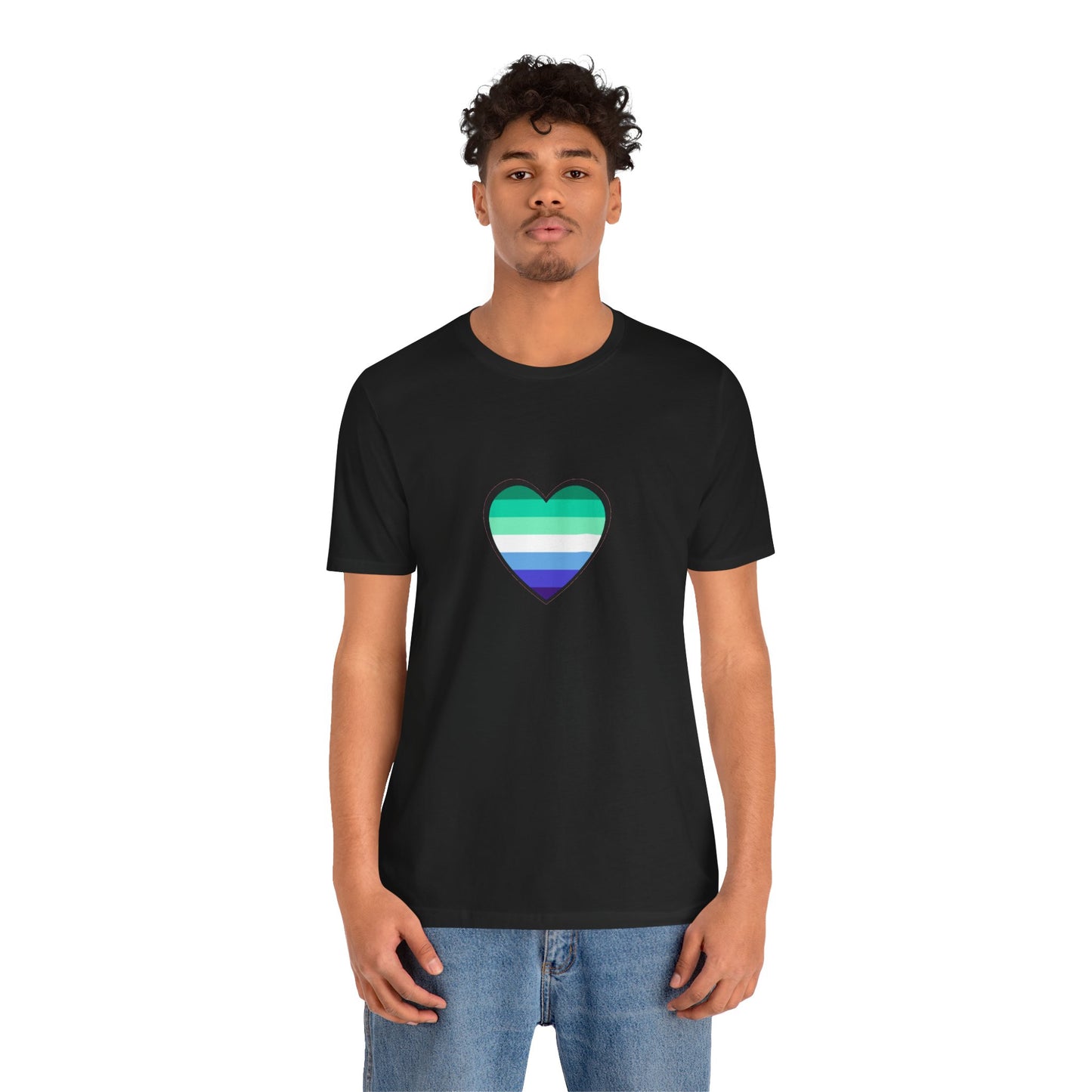 Gay Men’s Pride Flag Heart T-Shirt – LGBTQ+ Flag Design on Unisex Tee