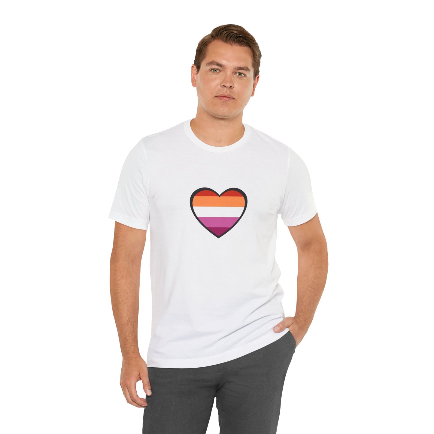 Lesbian Pride Flag Heart T-Shirt – Bold LGBTQ+ Graphic Tee - WhimSpin - https://whimspin.com