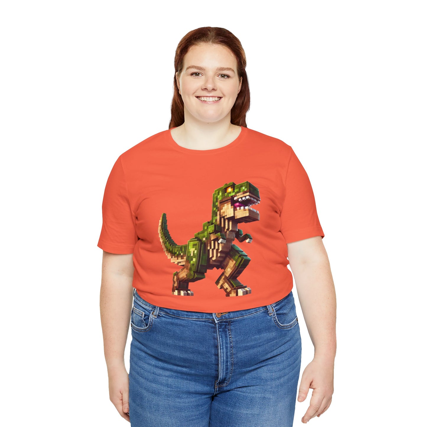 Pixel Dinosaur T-Shirt – Retro Dino Graphic Tee for Adults