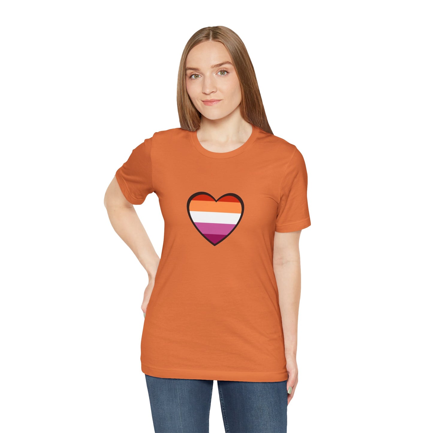 Lesbian Pride Flag Heart T-Shirt – Bold LGBTQ+ Graphic Tee - WhimSpin - https://whimspin.com