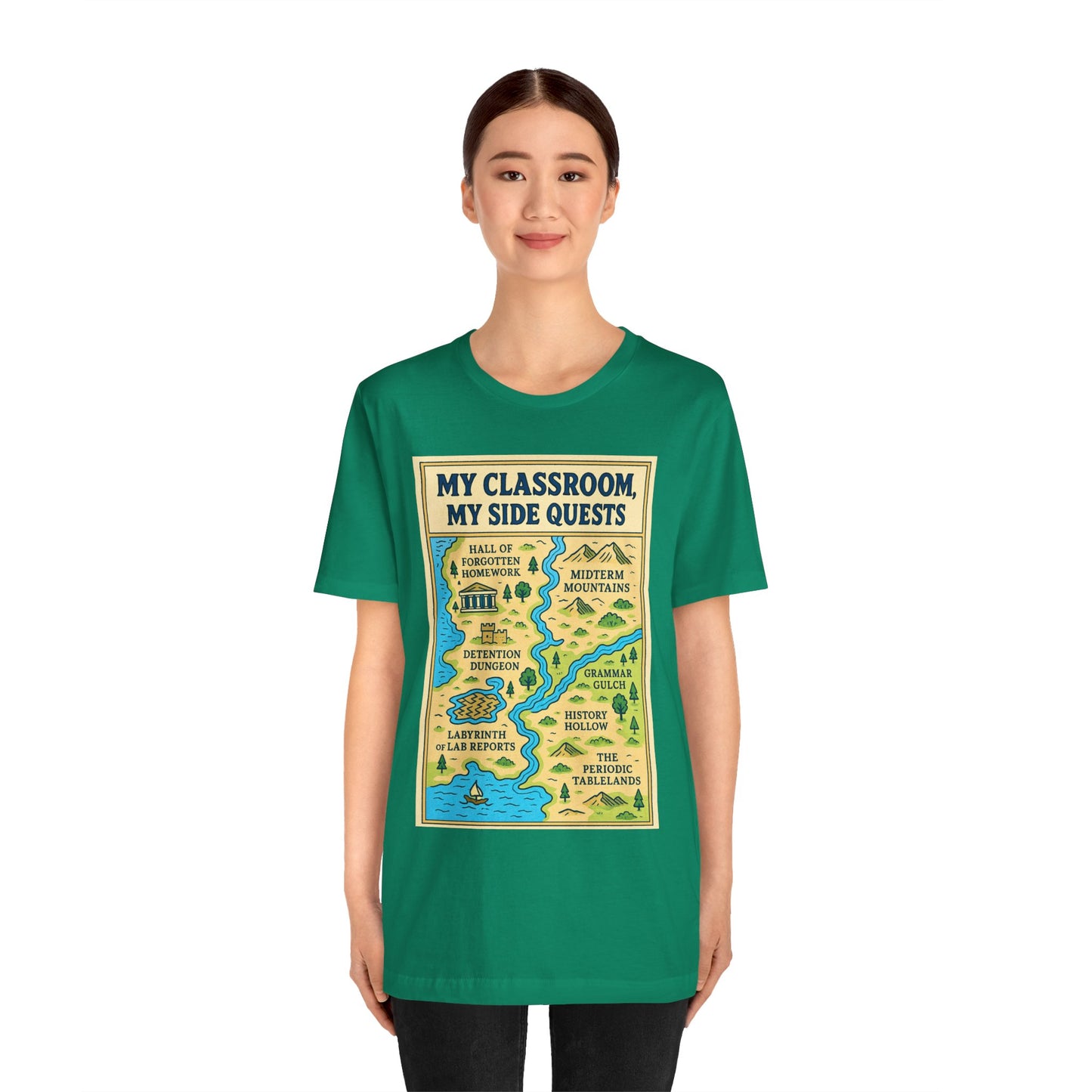 My Classroom, My Side Quests T-Shirt – RPG Map Tee for Teachers