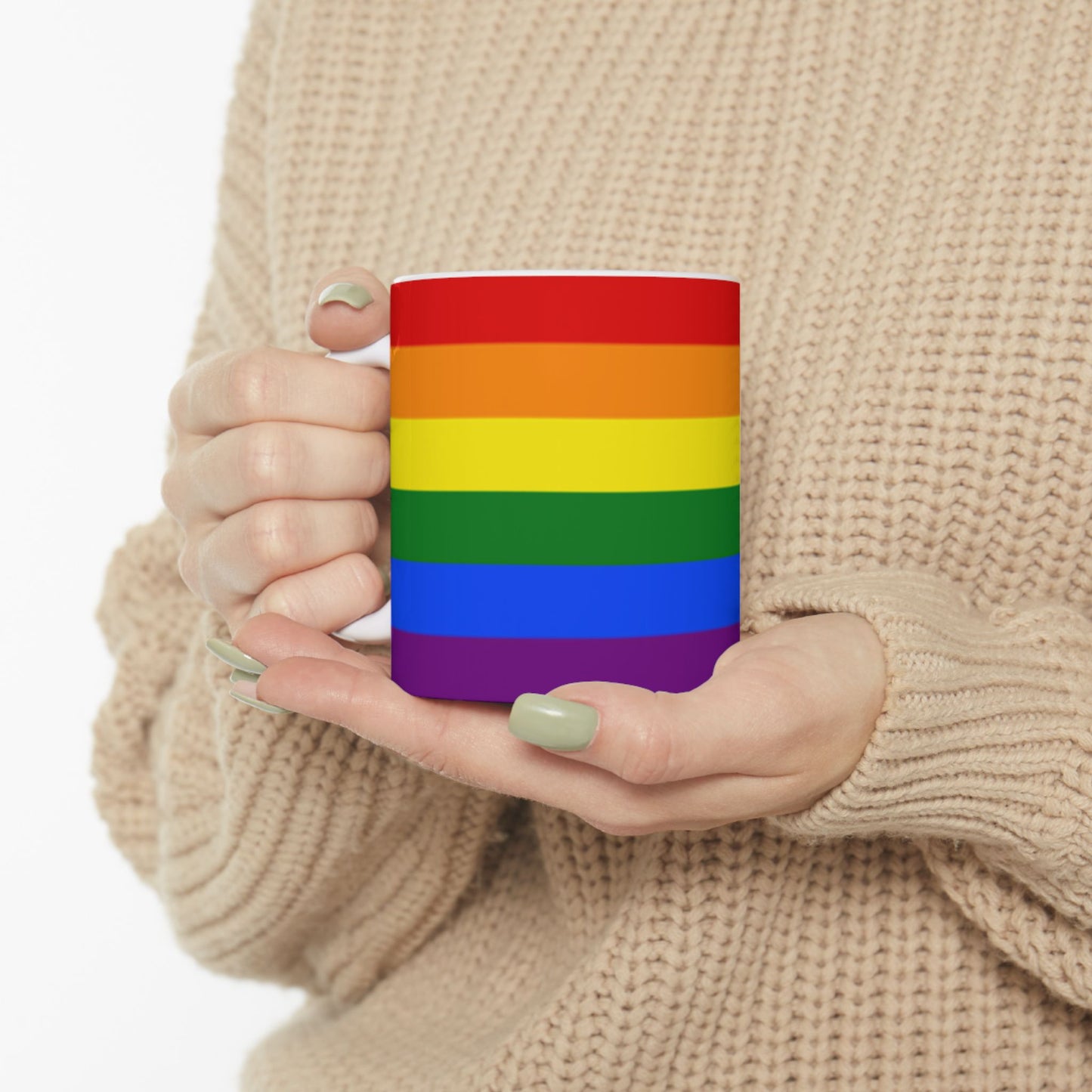 Classic Rainbow Pride Flag Cup – LGBTQ+ Ceramic Mug