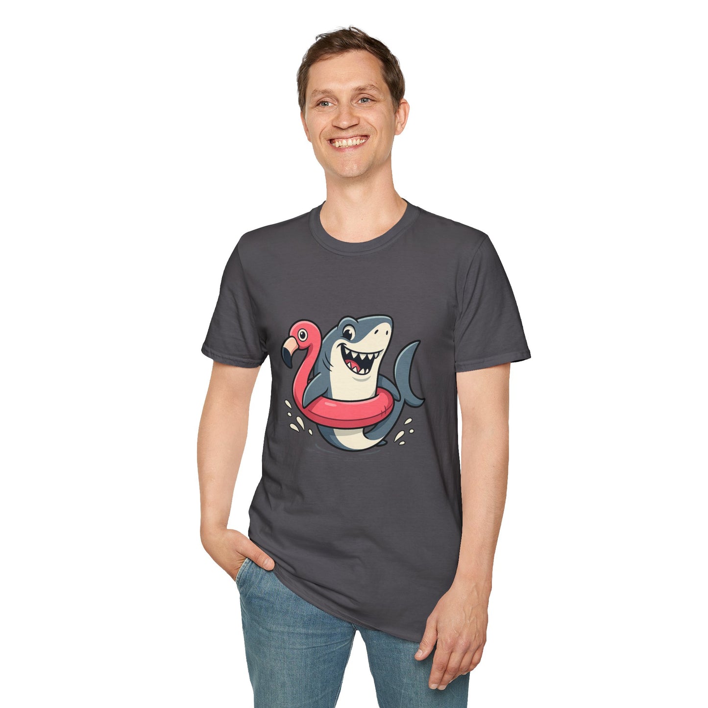 Shark & Flamingo Floatie T-Shirt – Funny Beach & Pool Day Tee