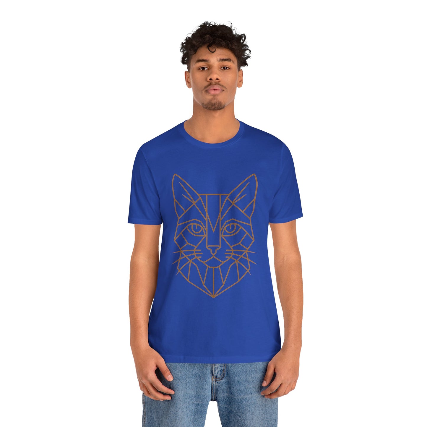 Geometric Cat T-Shirt – Minimalist Line Art Tee - WhimSpin - https://whimspin.com