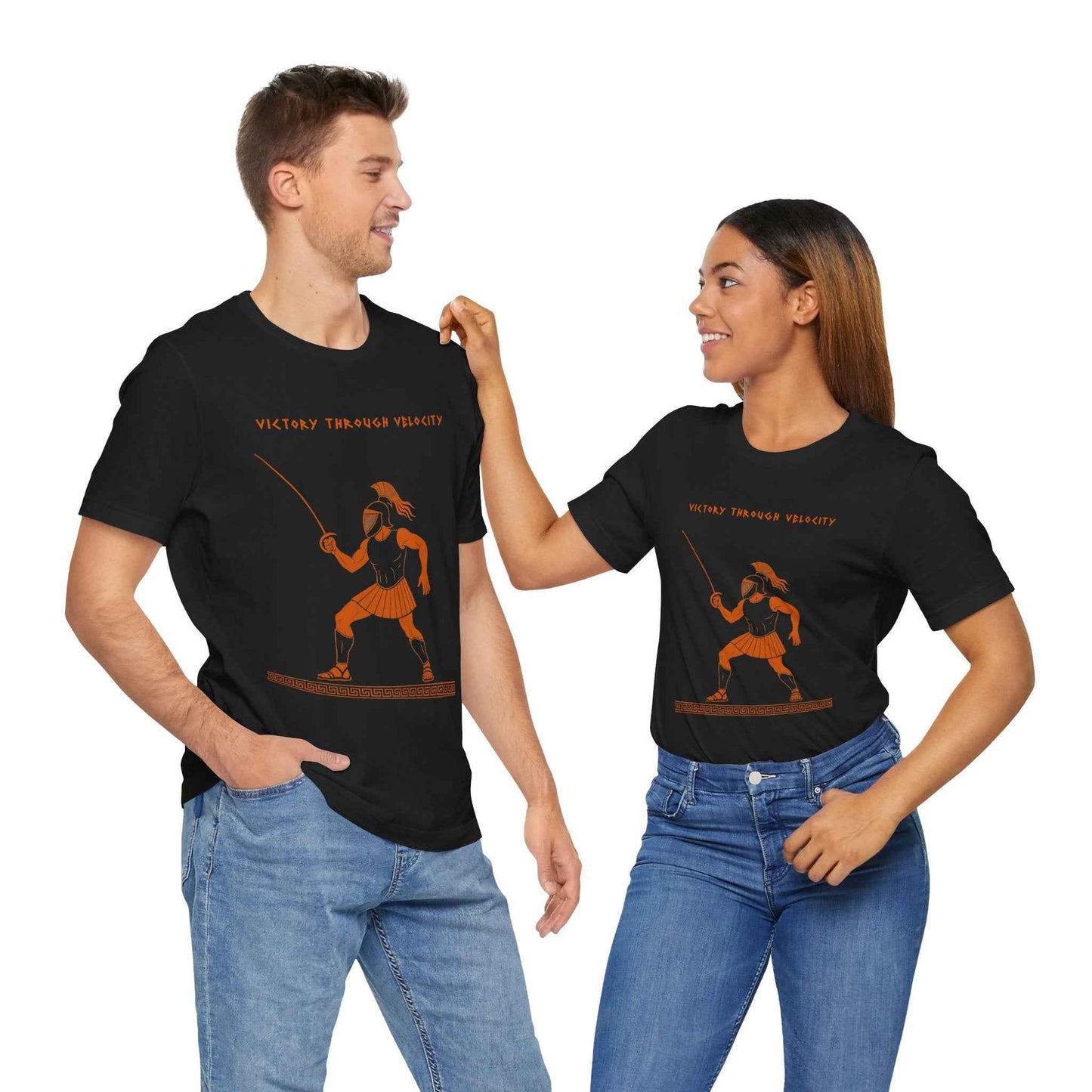 Ares Fencing Saber T-Shirt – “Victory Through Velocity” Greek Mythology Tee