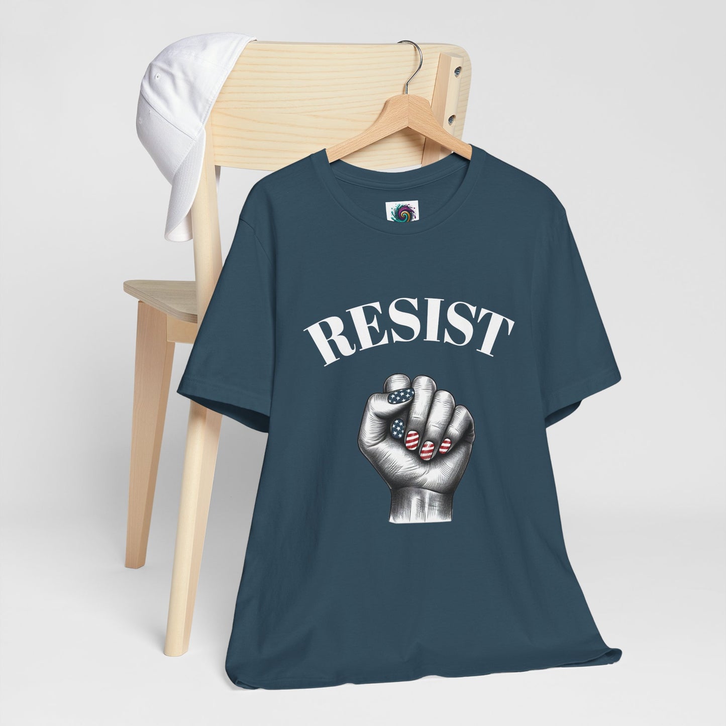 Resist Feminist Power Fist Tee – USA Flag Nails Protest Shirt - WhimSpin - https://whimspin.com