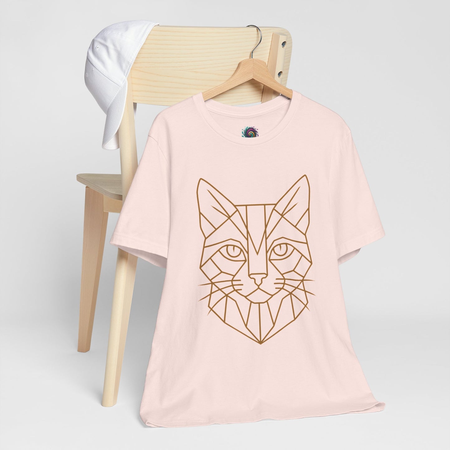 Geometric Cat T-Shirt – Minimalist Line Art Tee - WhimSpin - https://whimspin.com