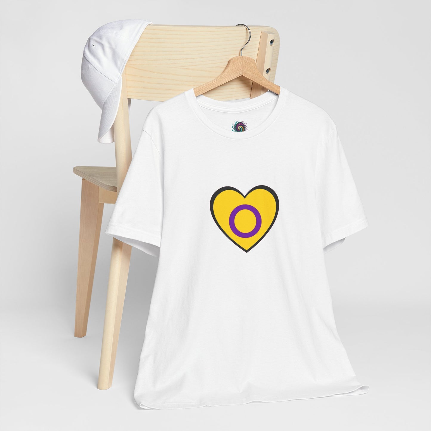Intersex Pride Flag Heart T-Shirt – Minimalist LGBTQ+ Support Tee - WhimSpin - https://whimspin.com