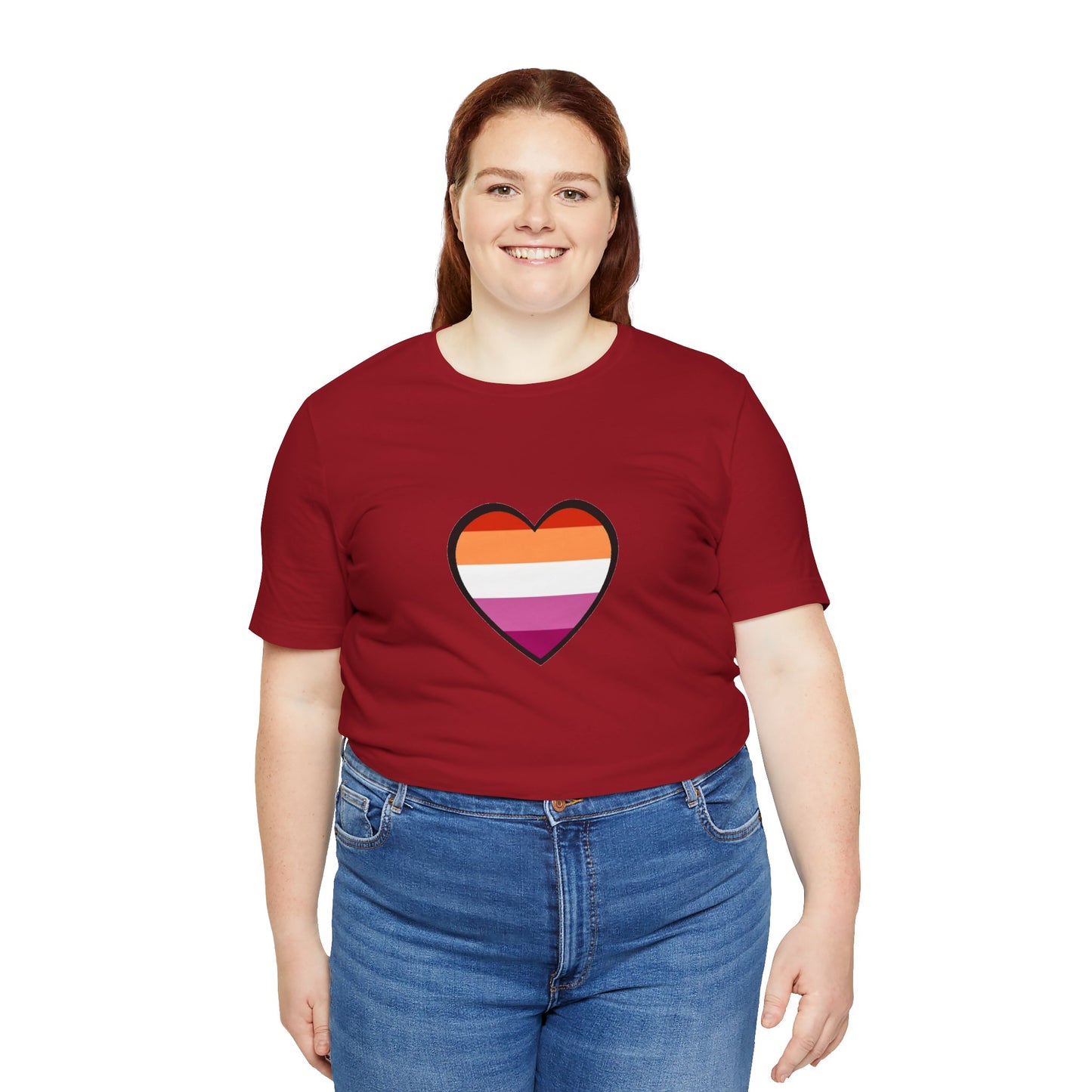 Lesbian Pride Flag Heart T-Shirt – Bold LGBTQ+ Graphic Tee - WhimSpin - https://whimspin.com