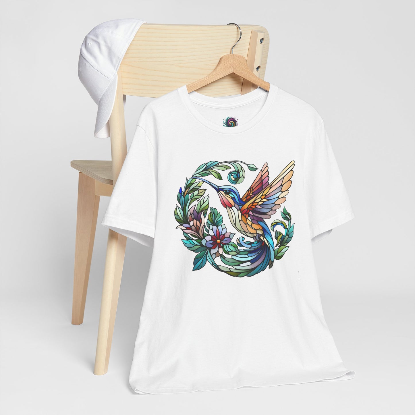 Stained Glass Hummingbird Tee – Vibrant Nature Shirt