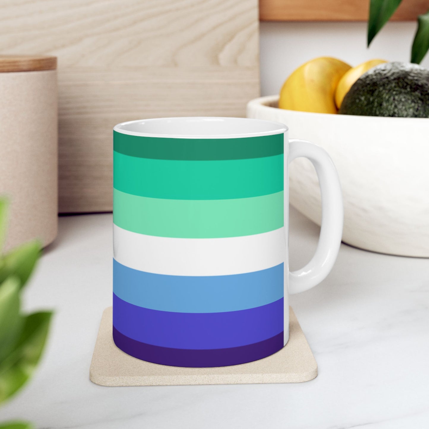 Gay Men’s Pride Flag Mug – Green and Blue LGBTQ+ Ceramic Cup - WhimSpin