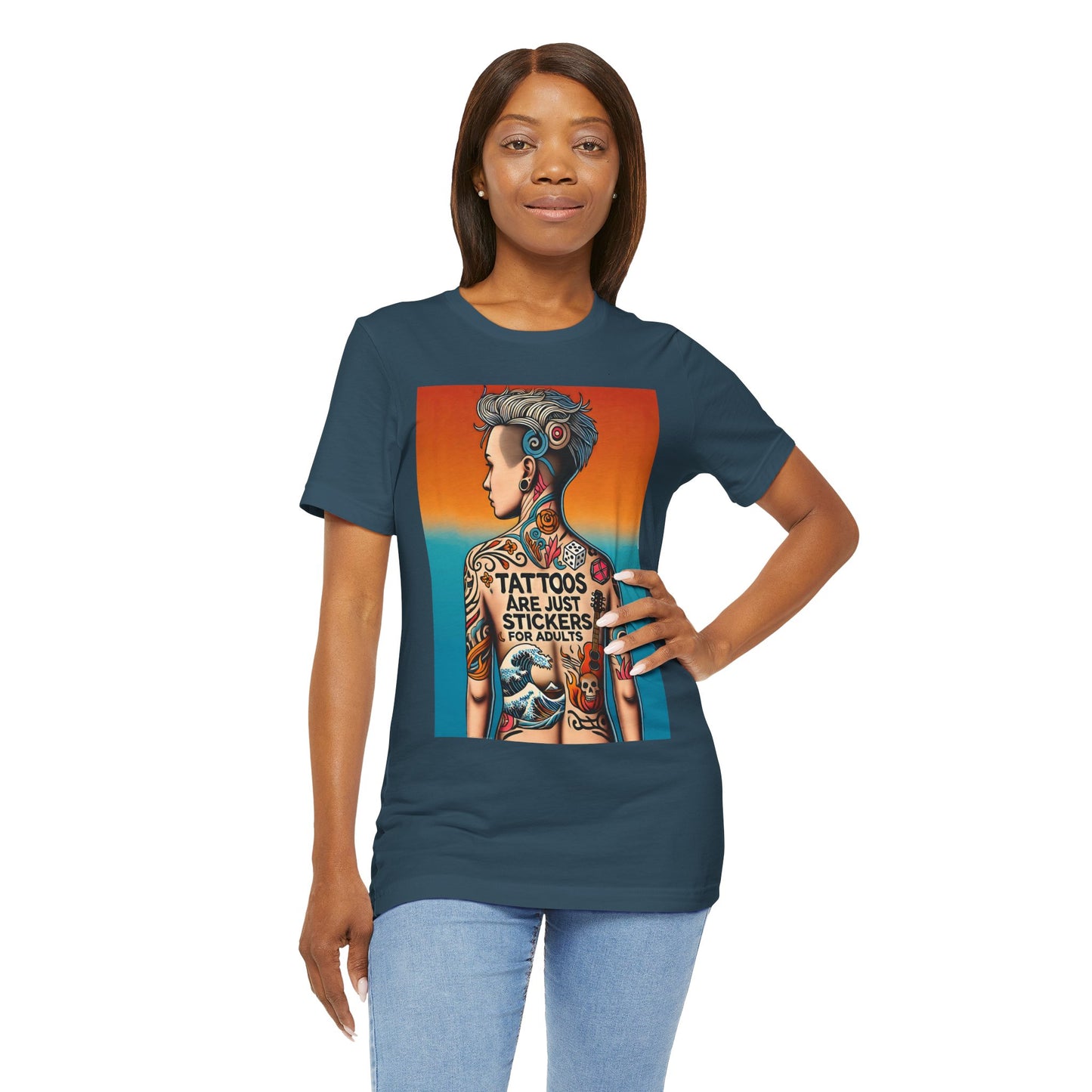 Tattoos Are Just Stickers for Adults T-Shirt – Funny Tattoo Lover Graphic Tee - WhimSpin - https://whimspin.com