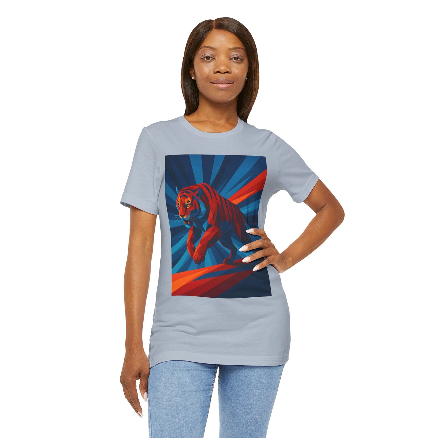 Geometric Tiger T-Shirt – Bold Jungle Animal Tee in Abstract Style - WhimSpin - https://whimspin.com