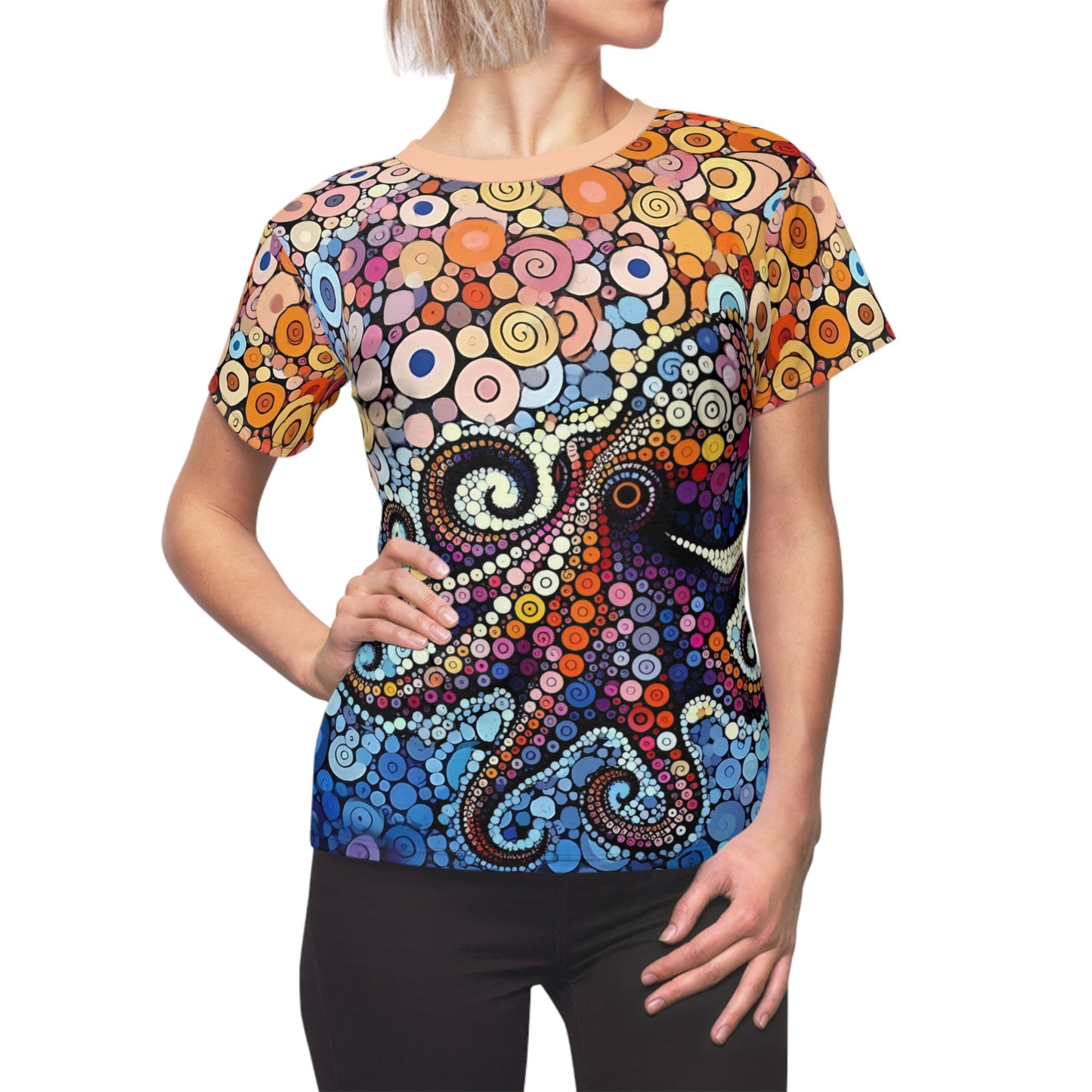 Dot Art Octopus Tee – Colorful All-Over Geometric Animal Shirt