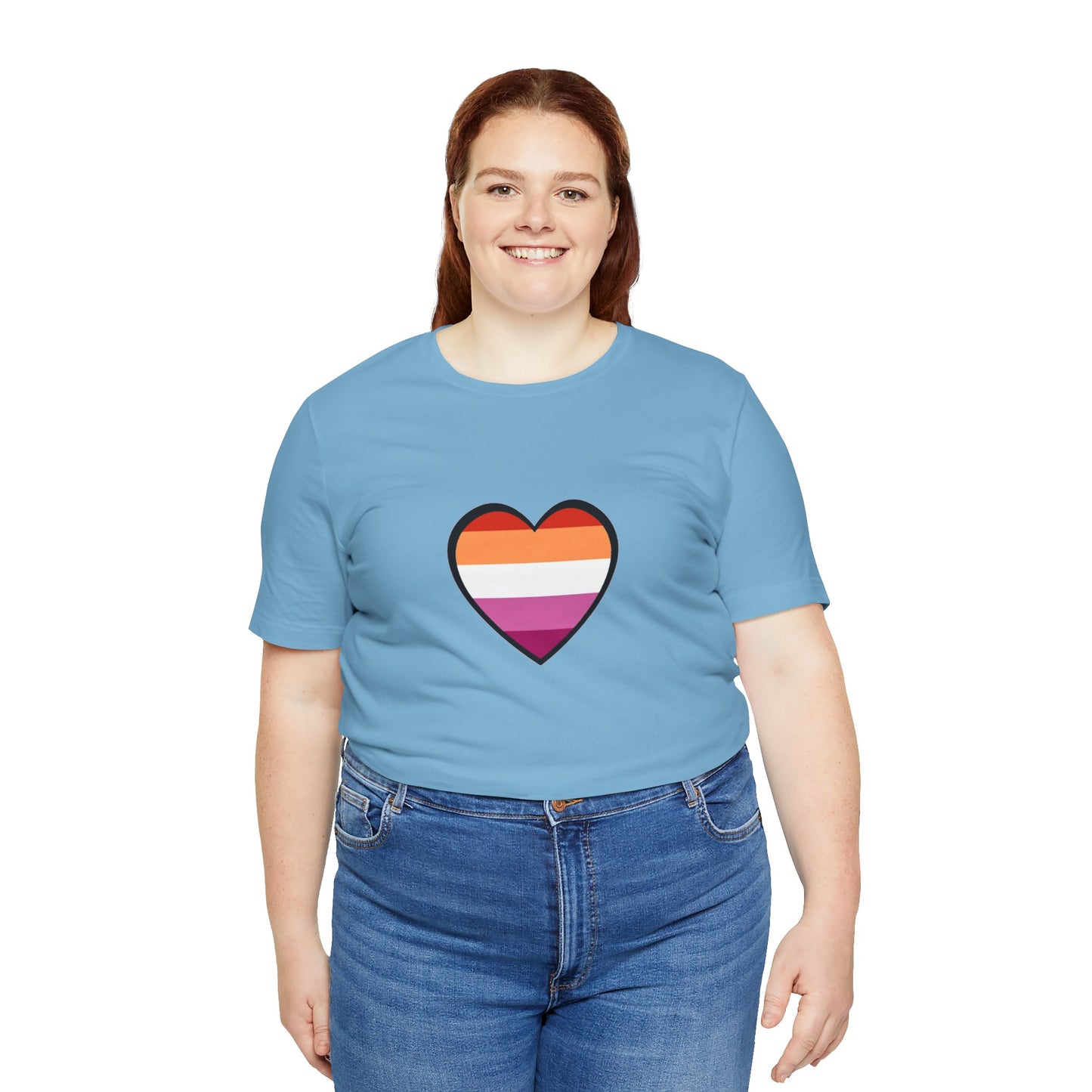 Lesbian Pride Flag Heart T-Shirt – Bold LGBTQ+ Graphic Tee - WhimSpin - https://whimspin.com