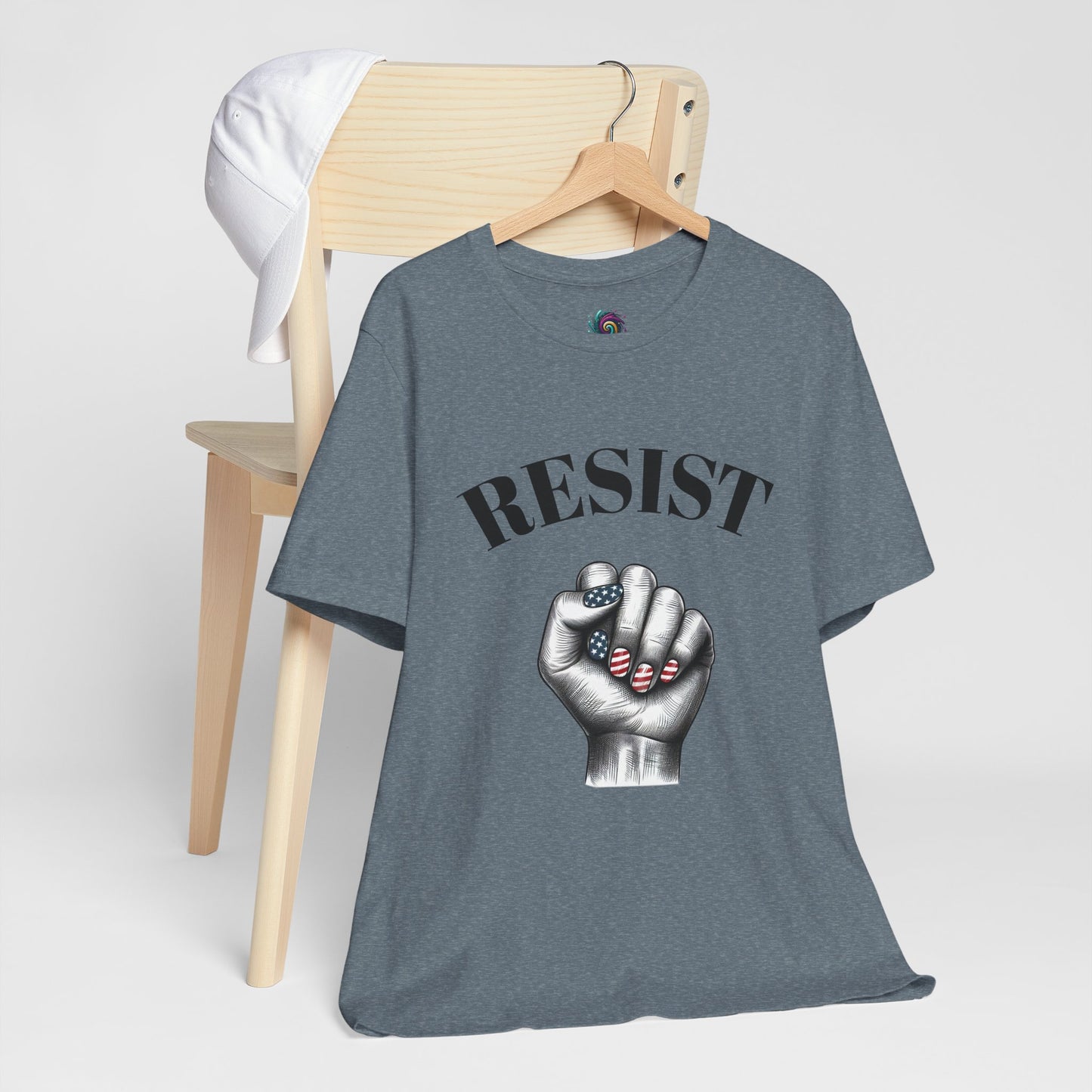 Resist Feminist Power Fist Tee – USA Flag Nails Protest Shirt - WhimSpin - https://whimspin.com