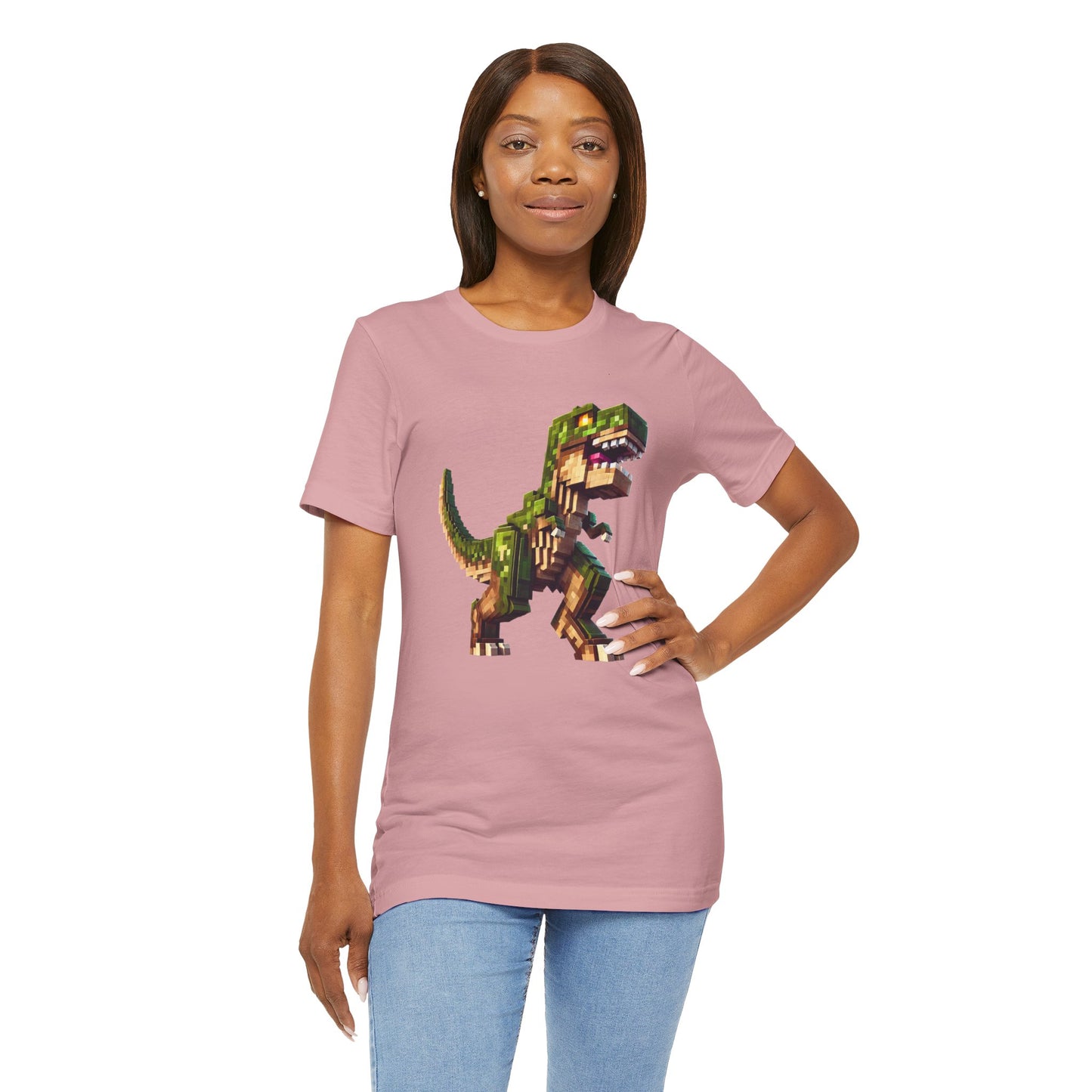 Pixel Dinosaur T-Shirt – Retro Dino Graphic Tee for Adults