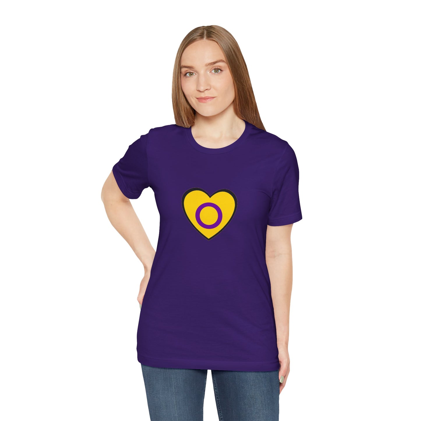 Intersex Pride Flag Heart T-Shirt – Minimalist LGBTQ+ Support Tee - WhimSpin - https://whimspin.com