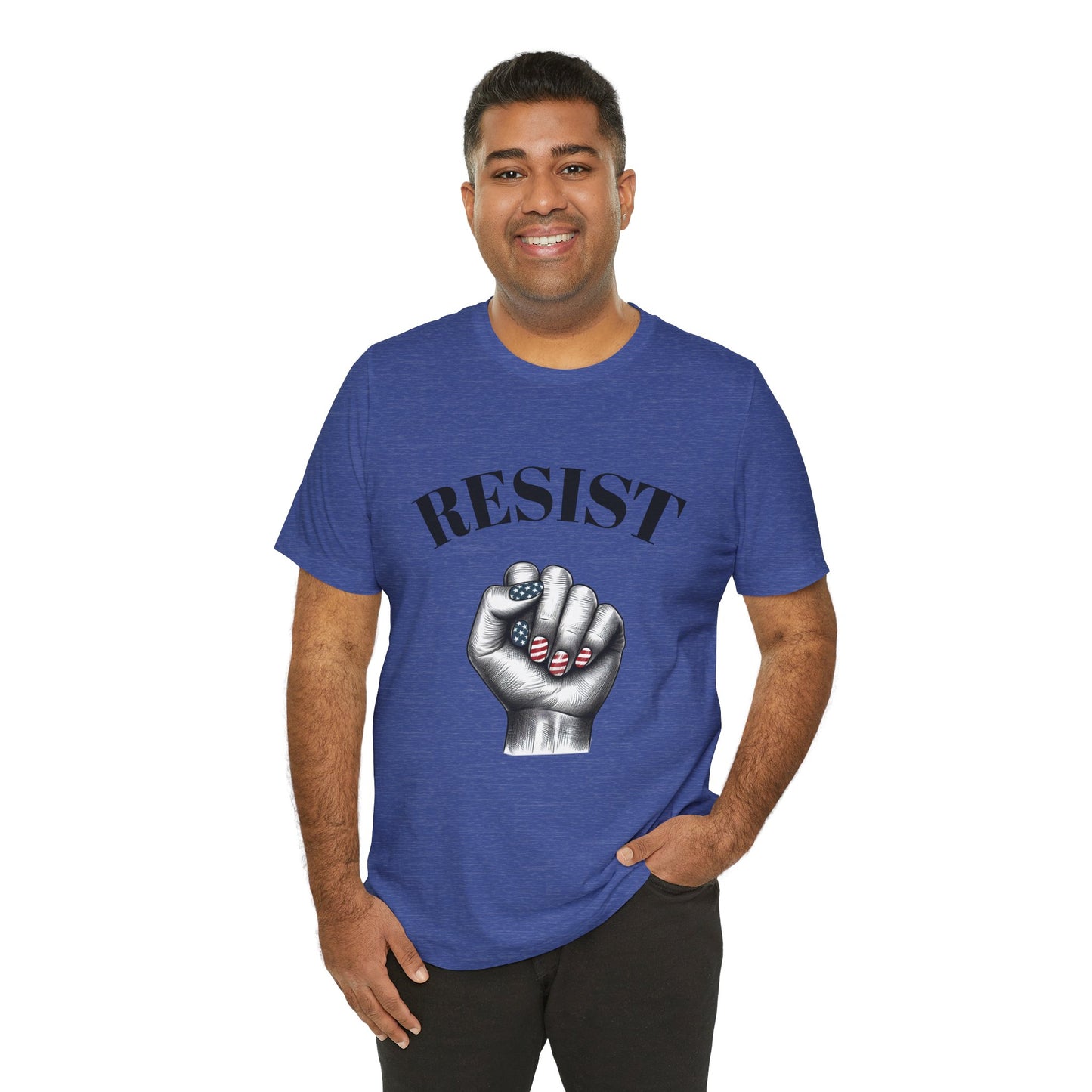 Resist Feminist Power Fist Tee – USA Flag Nails Protest Shirt - WhimSpin - https://whimspin.com