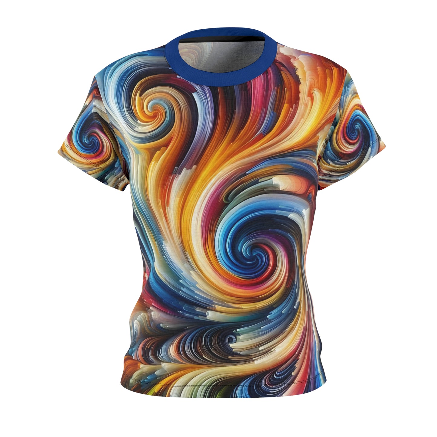 Color Storm Swirl Tee – All-Over Rainbow Brushstroke Women’s Shirt
