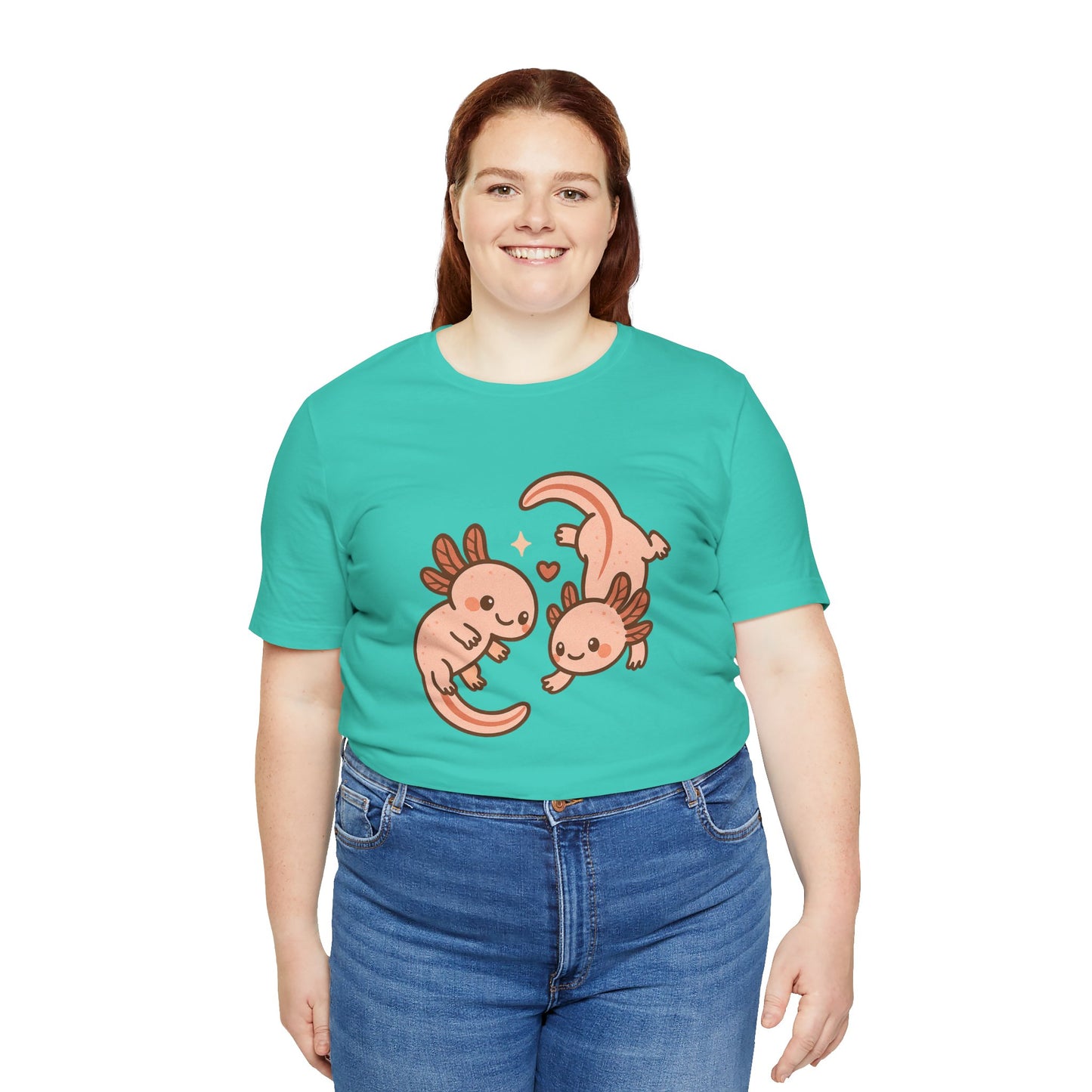Kawaii Axolotl T-Shirt – Cute Tee with Smiling Axolotls - WhimSpin - https://whimspin.com