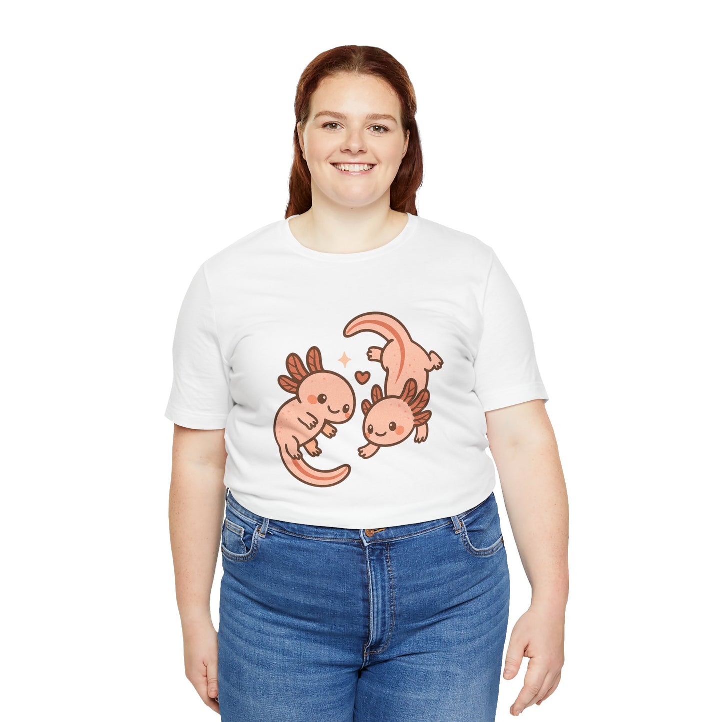 Kawaii Axolotl T-Shirt – Cute Tee with Smiling Axolotls - WhimSpin - https://whimspin.com