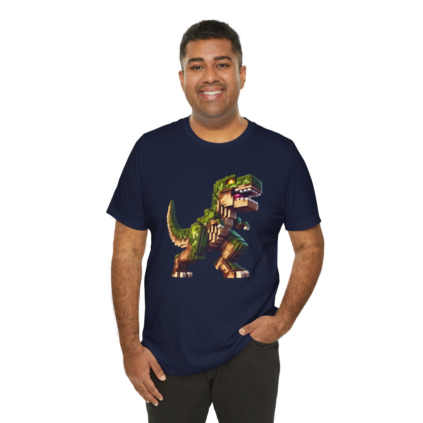 Pixel Dinosaur T-Shirt – Retro Dino Graphic Tee for Adults