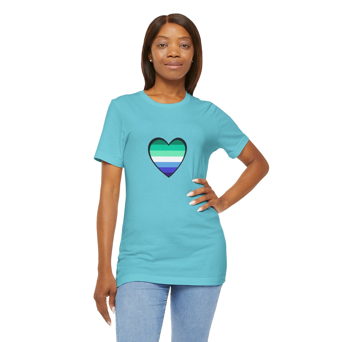 Gay Men’s Pride Flag Heart T-Shirt – LGBTQ+ Flag Design on Unisex Tee