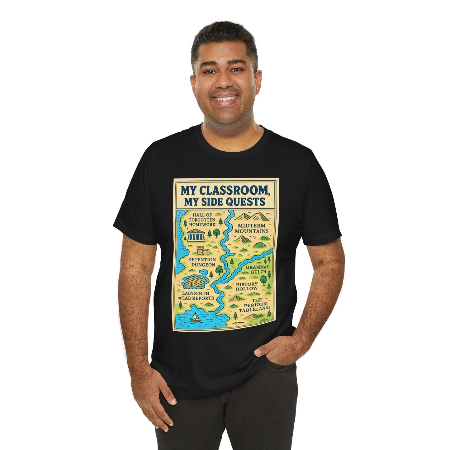My Classroom, My Side Quests T-Shirt – RPG Map Tee for Teachers