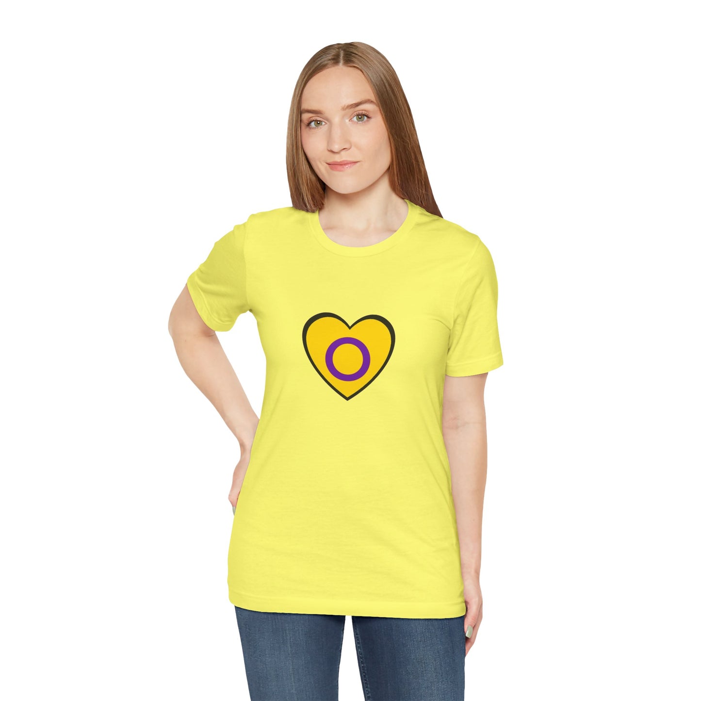 Intersex Pride Flag Heart T-Shirt – Minimalist LGBTQ+ Support Tee - WhimSpin - https://whimspin.com