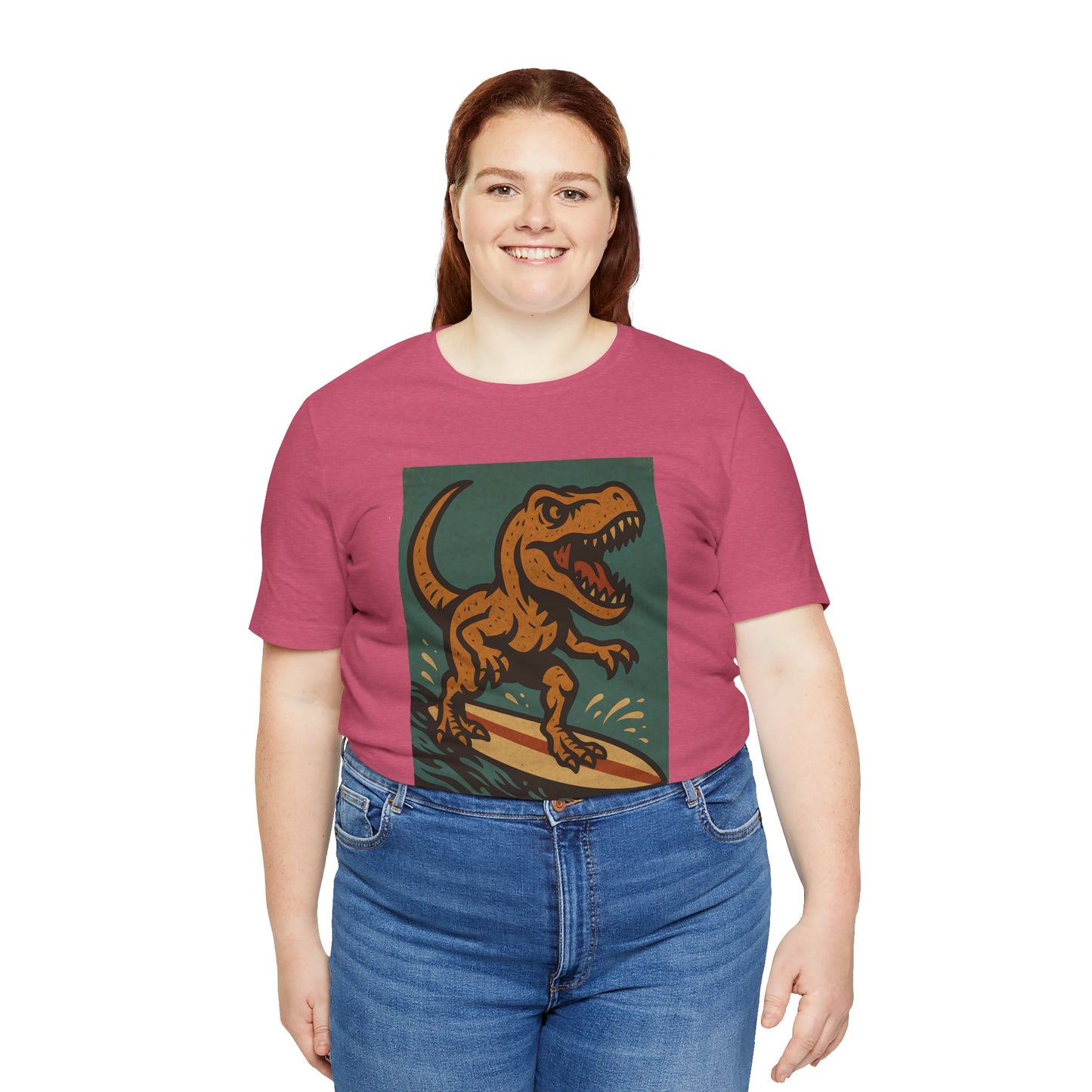 Surfing T-Rex T-Shirt – Funny Dinosaur Surfing Graphic Tee