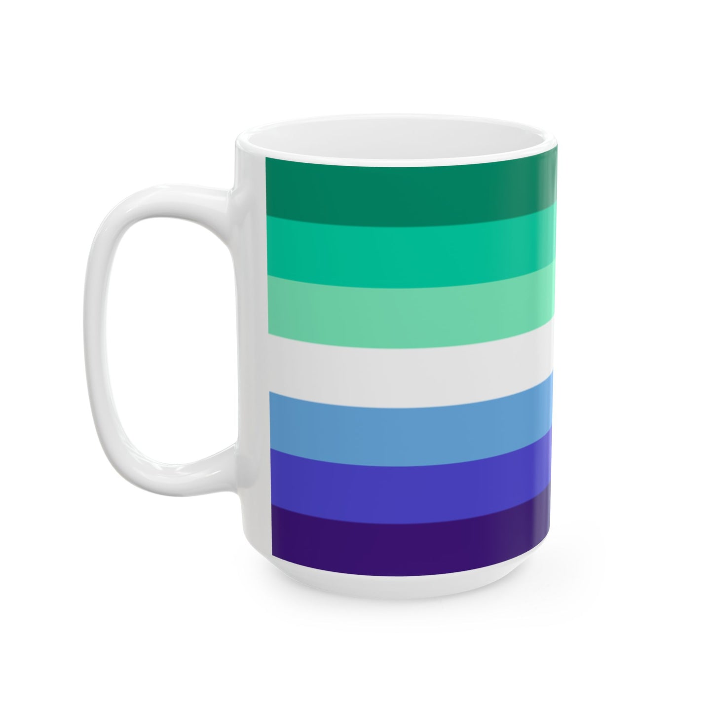 Gay Men’s Pride Flag Mug – Green and Blue LGBTQ+ Ceramic Cup