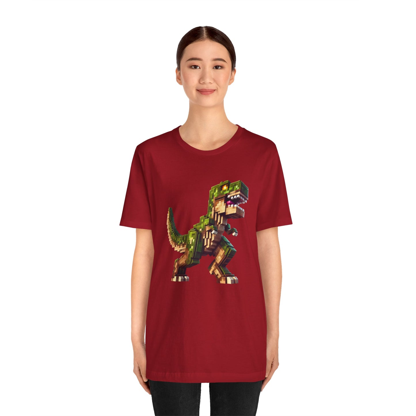 Pixel Dinosaur T-Shirt – Retro Dino Graphic Tee for Adults