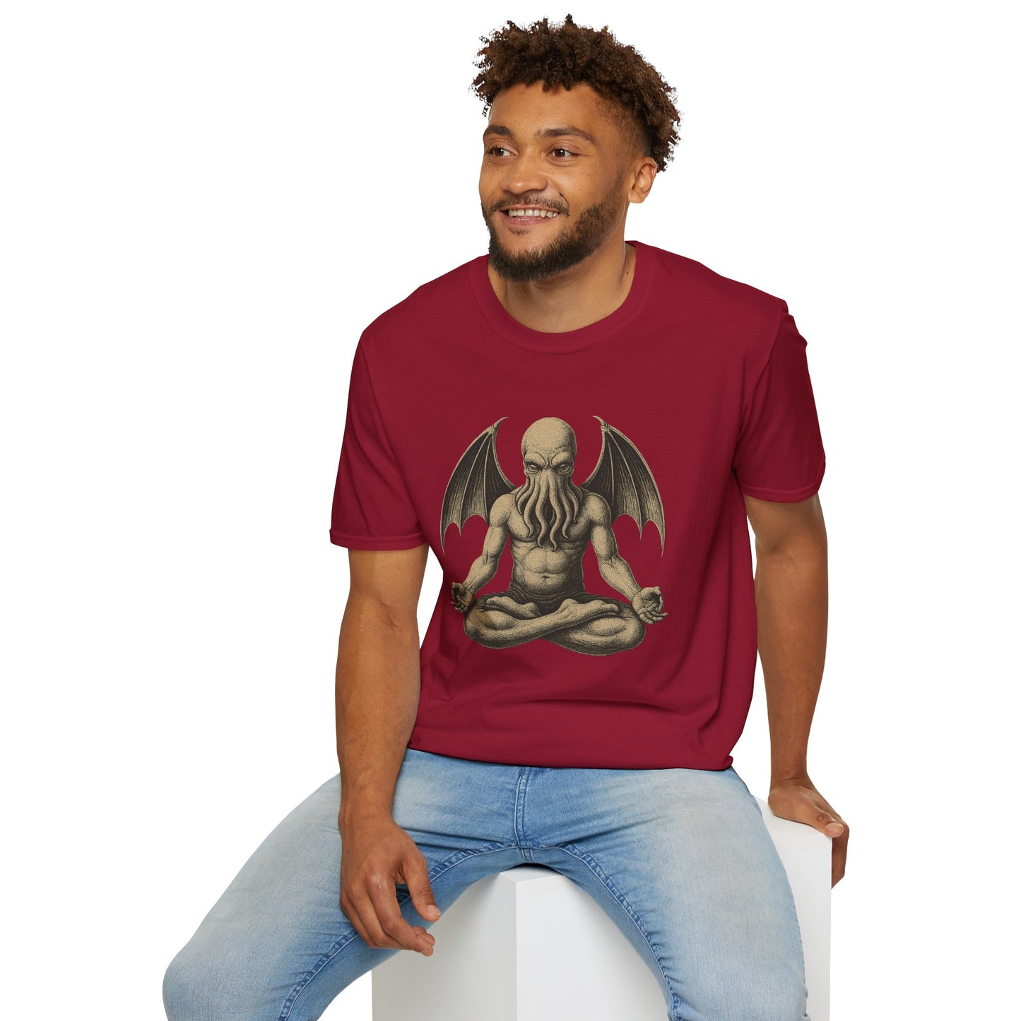 Meditating Cthulhu T-Shirt – Unisex Mythos Tee for Sci-Fi & Festival Fans - WhimSpin - https://whimspin.com