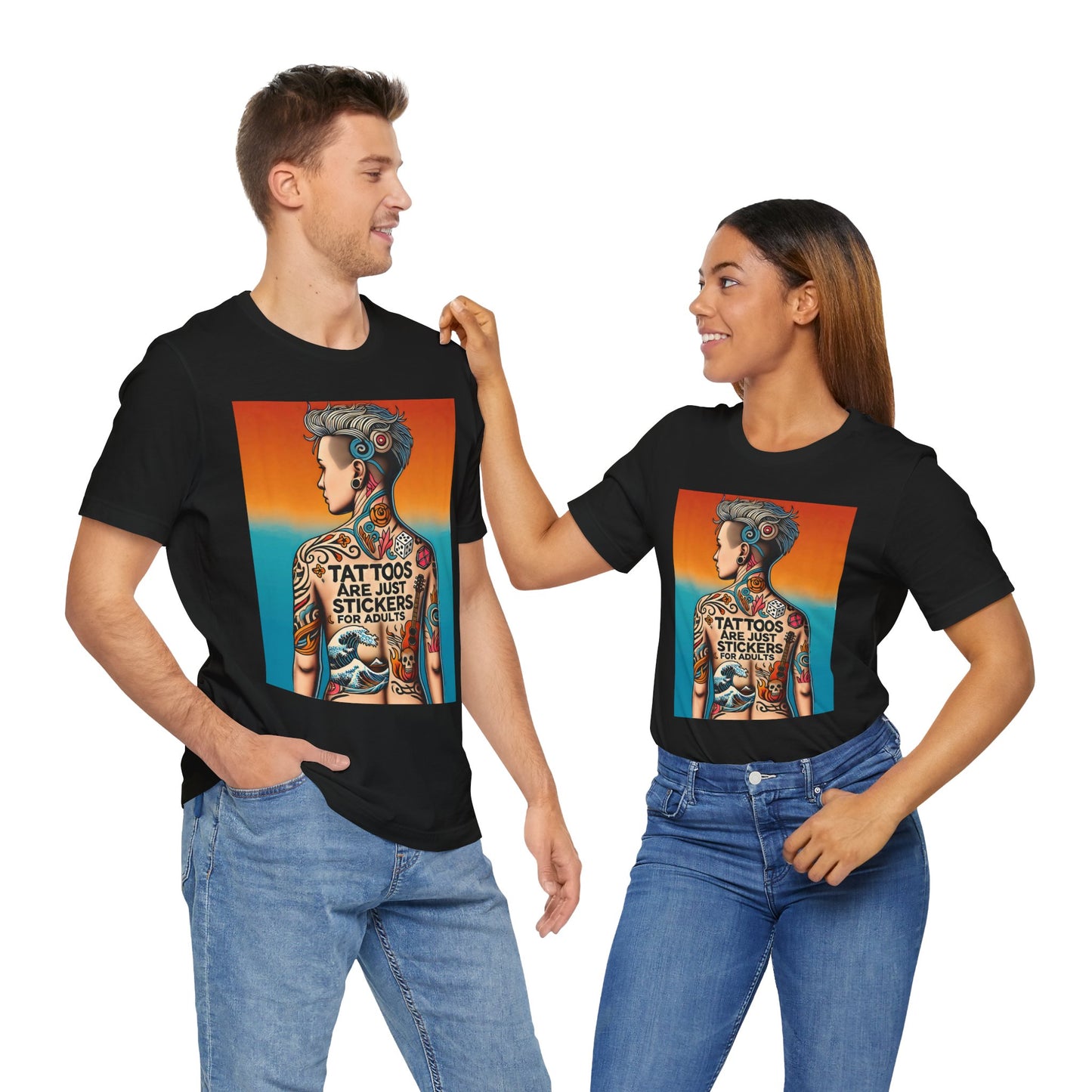 Tattoos Are Just Stickers for Adults T-Shirt – Funny Tattoo Lover Graphic Tee - WhimSpin - https://whimspin.com