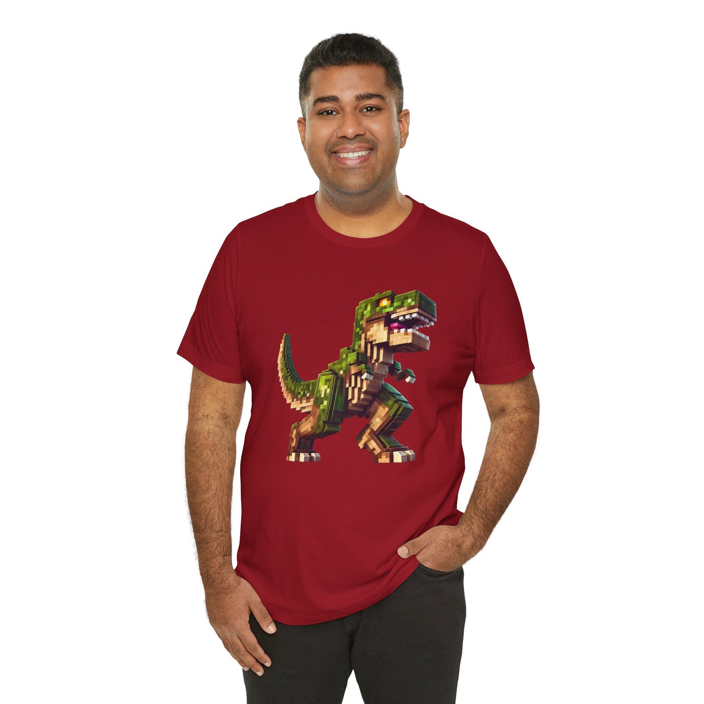 Pixel Dinosaur T-Shirt – Retro Dino Graphic Tee for Adults