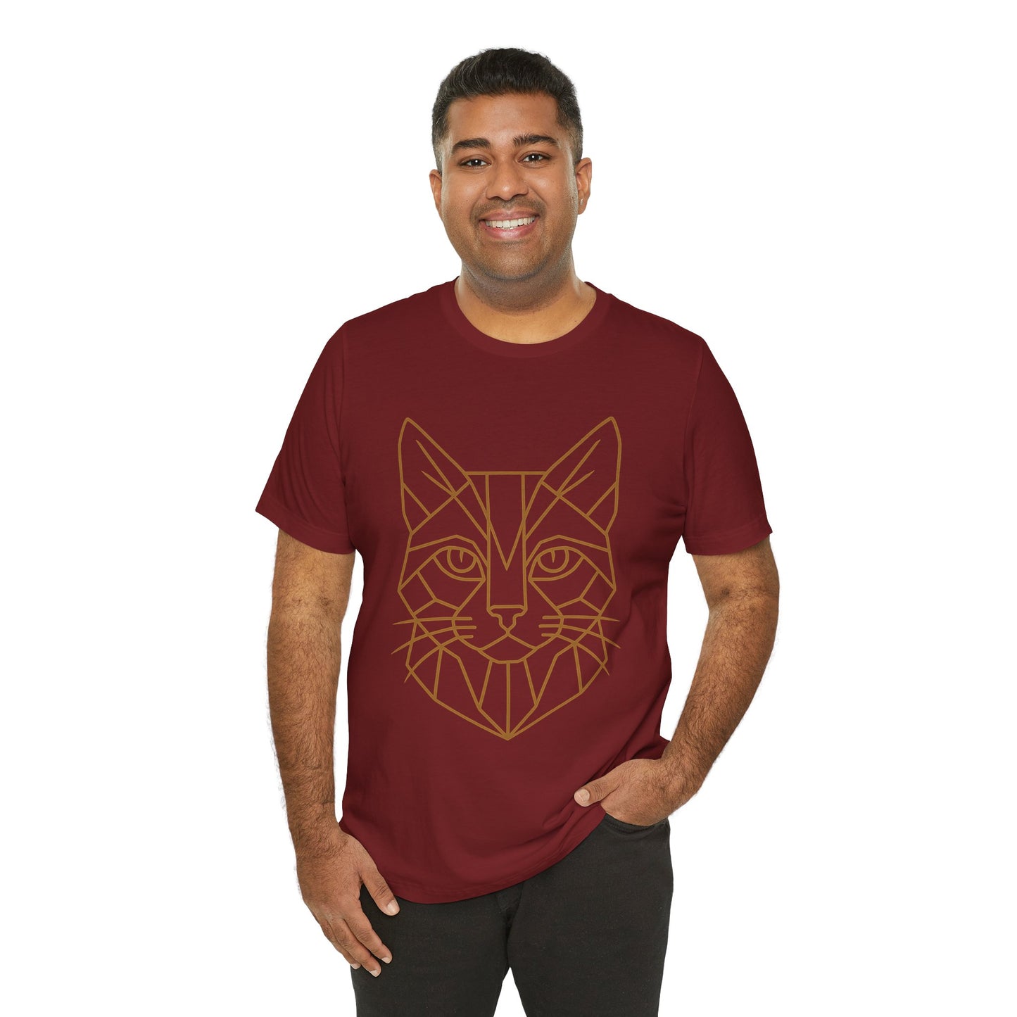 Geometric Cat T-Shirt – Minimalist Line Art Tee - WhimSpin - https://whimspin.com