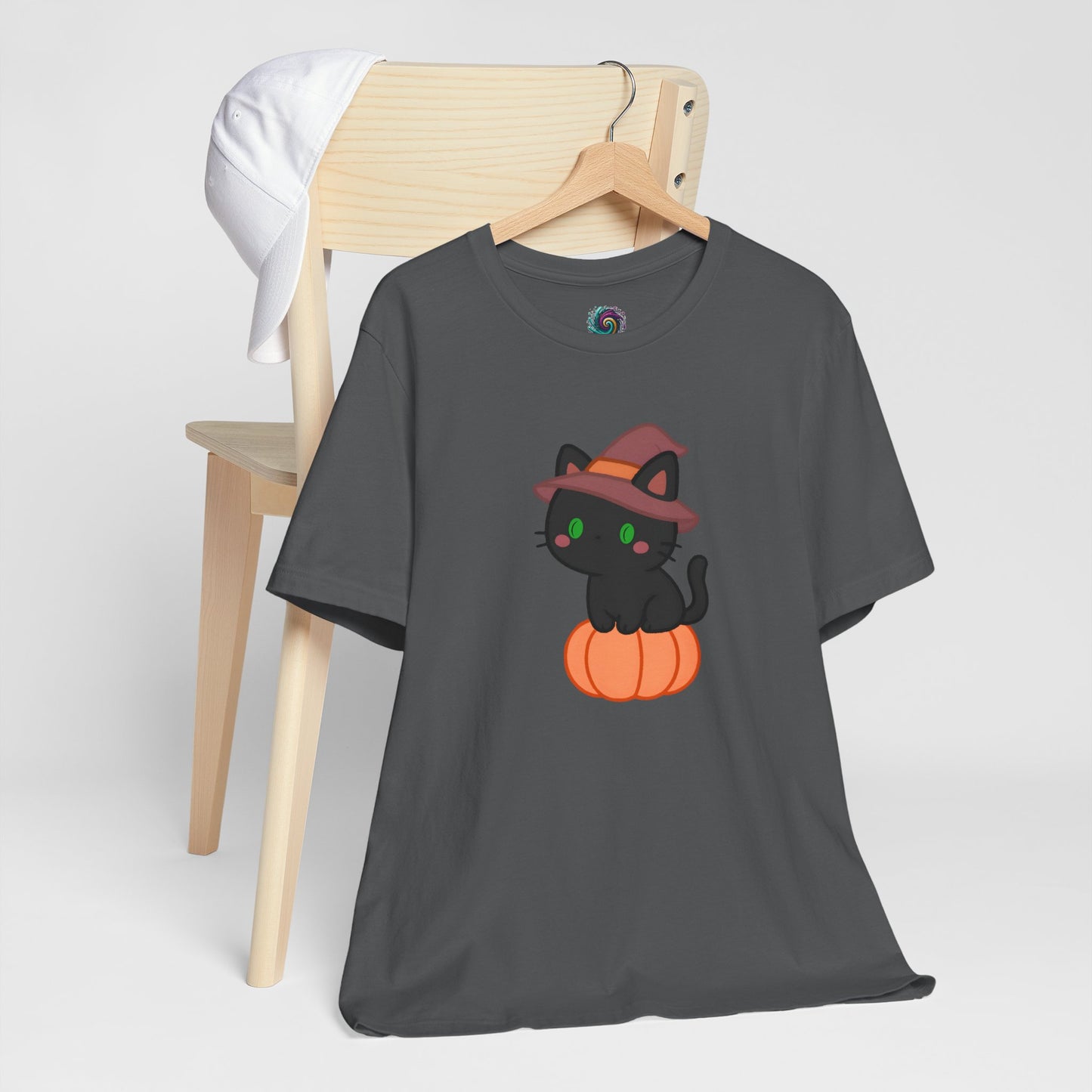 Halloween Cat Shirt – Cute Cat on a Pumpkin Graphic Tee