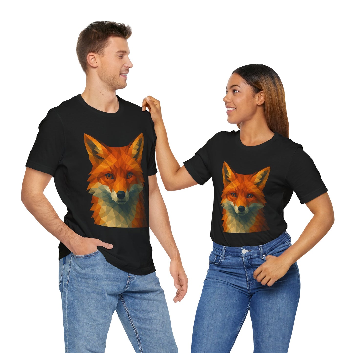 Geometric Fox T-Shirt – Polygon Animal Tee with Nature Vibes - WhimSpin - https://whimspin.com