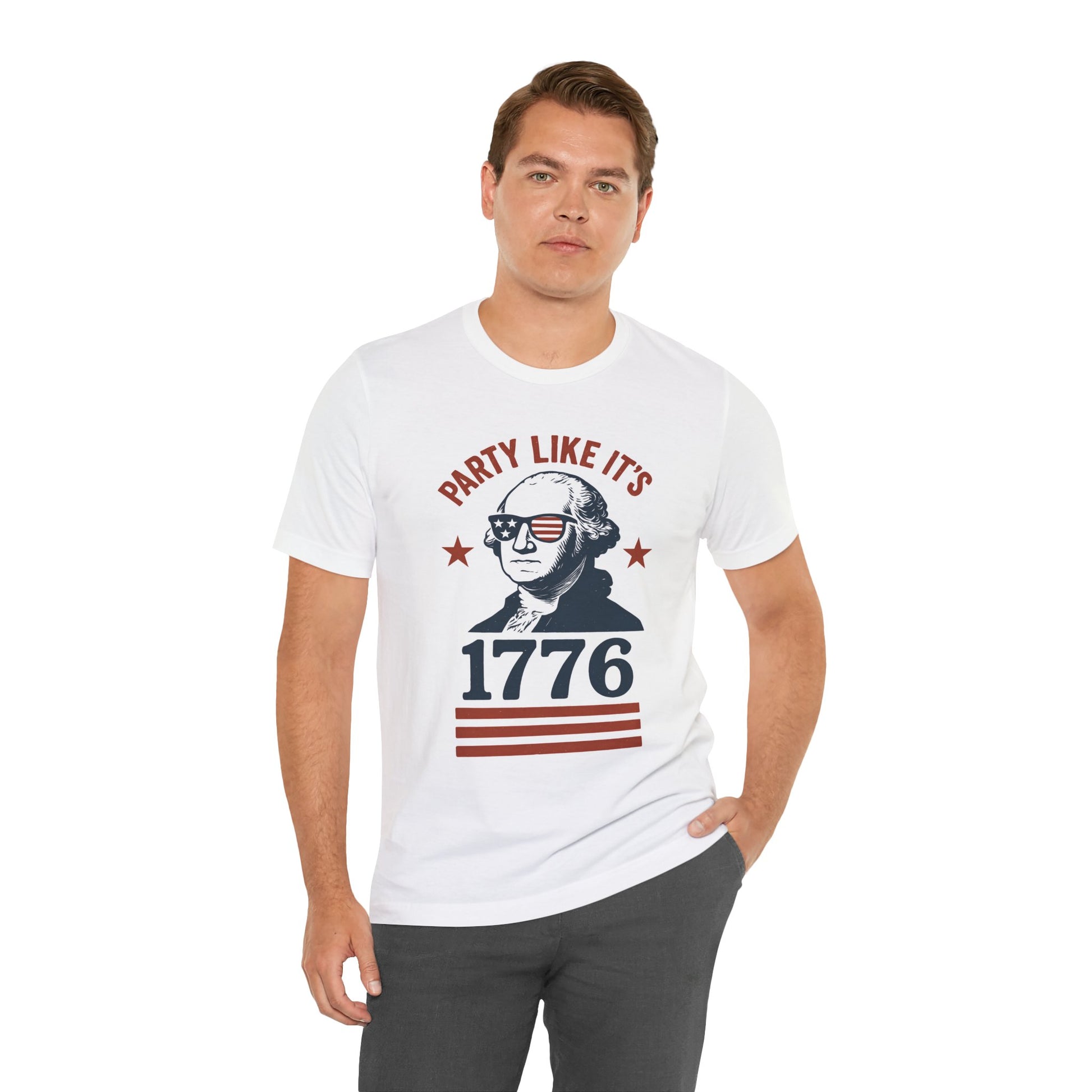 Party Like It's 1776 T-Shirt – Funny 4th of July Tee with George Washington Graphic - WhimSpin - https://whimspin.com