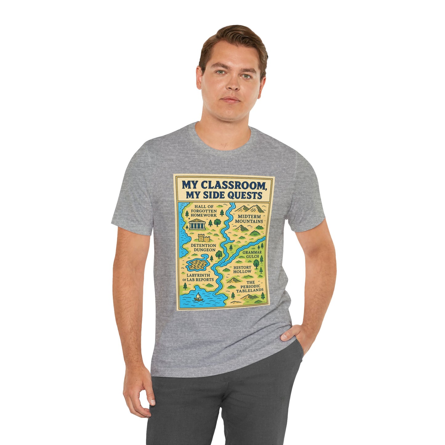 My Classroom, My Side Quests T-Shirt – RPG Map Tee for Teachers