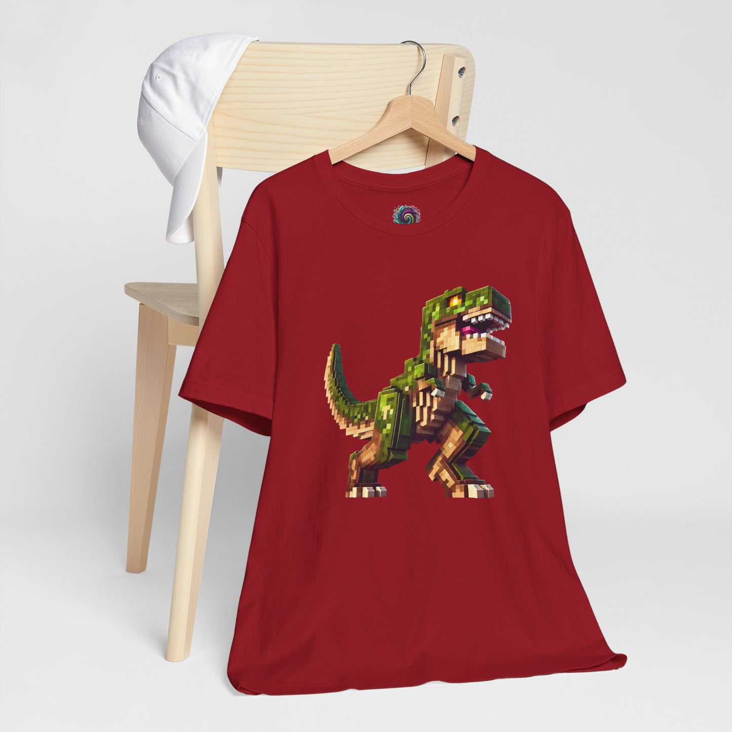 Pixel Dinosaur T-Shirt – Retro Dino Graphic Tee for Adults