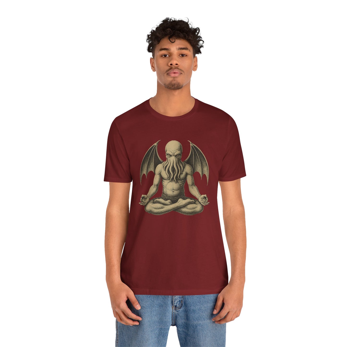 Meditating Cthulhu Shirt – Unisex Mythos Tee for Sci-Fi & Festival Fans