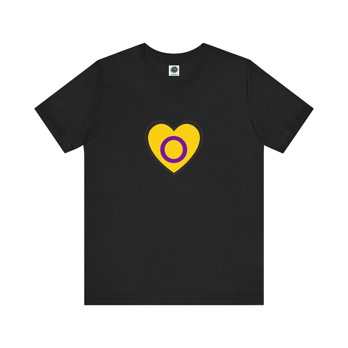 Intersex Pride Flag Heart T-Shirt – Minimalist LGBTQ+ Support Tee - WhimSpin - https://whimspin.com