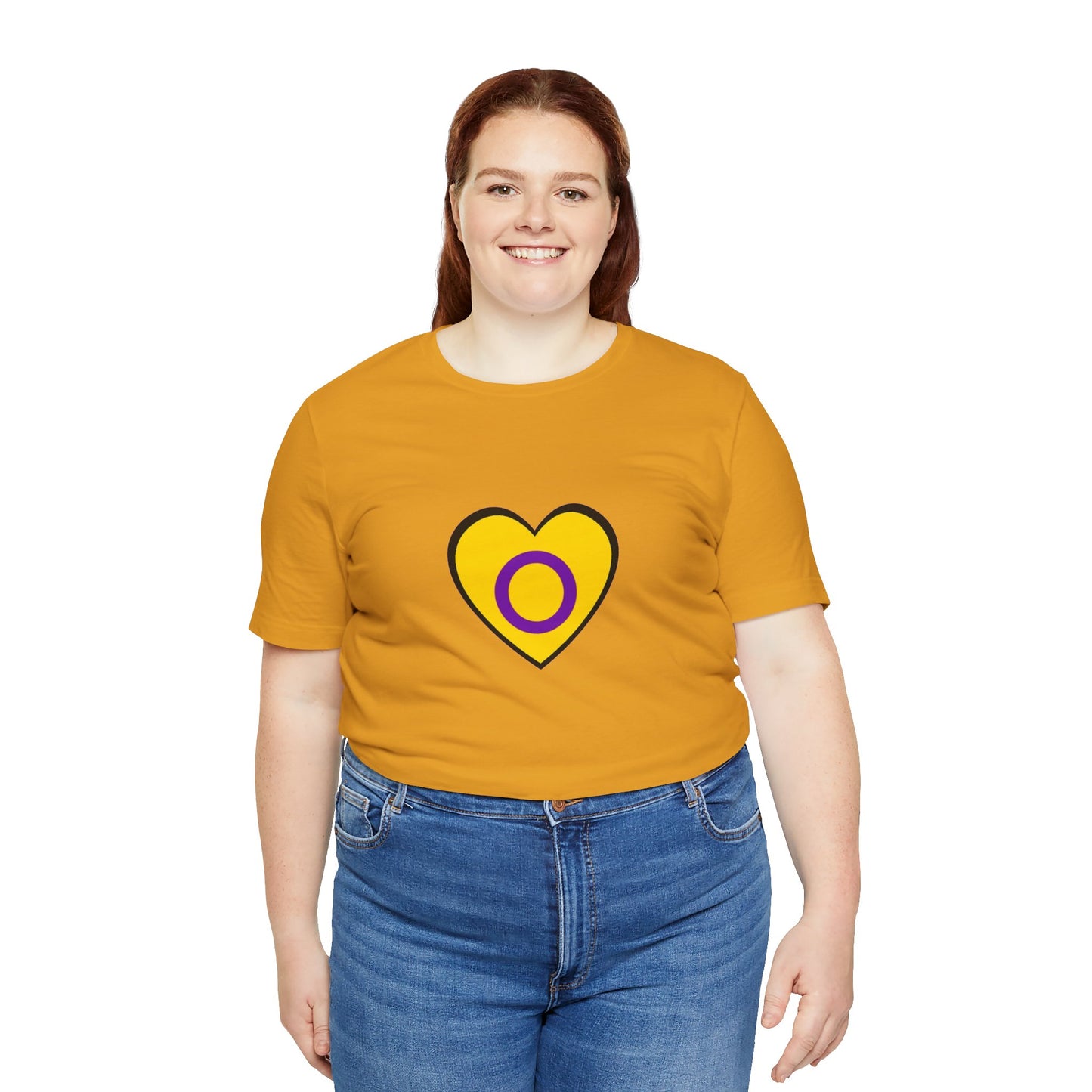 Intersex Pride Flag Heart T-Shirt – Minimalist LGBTQ+ Support Tee - WhimSpin - https://whimspin.com
