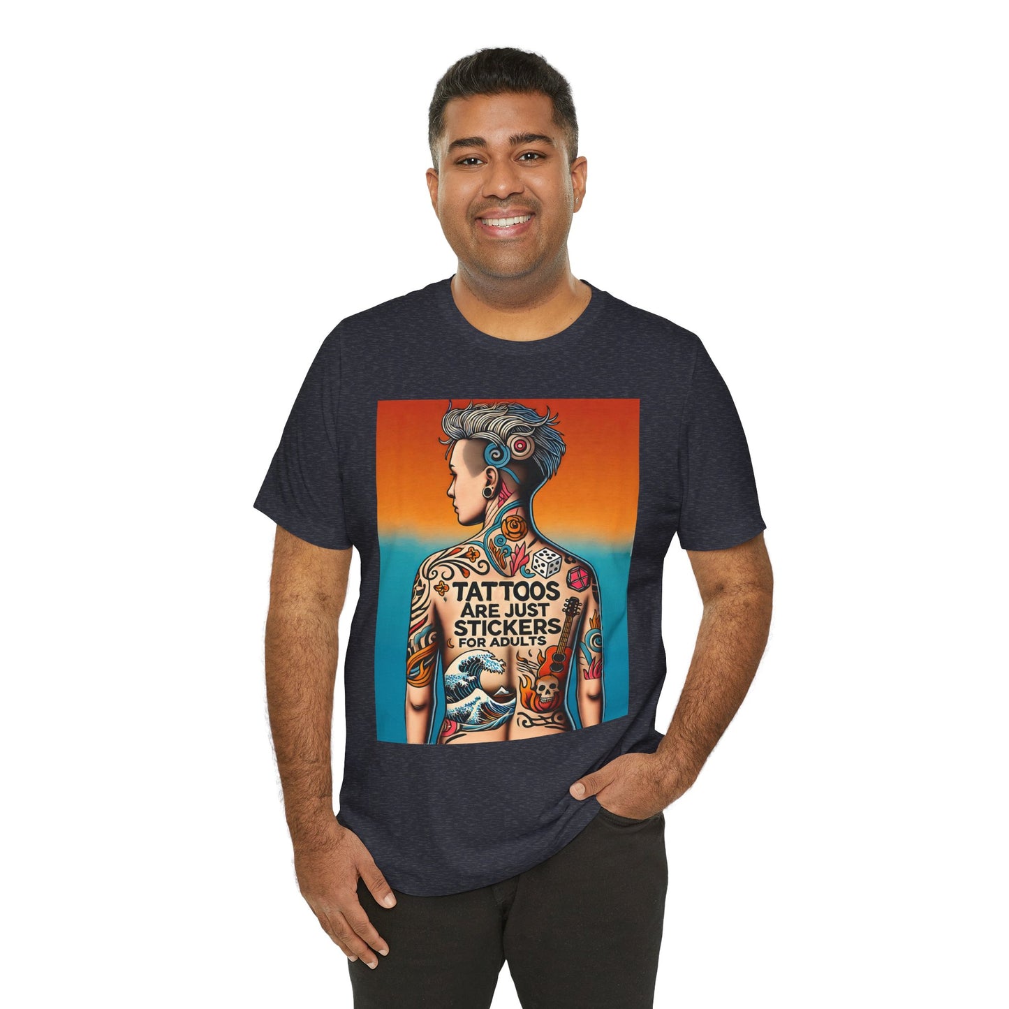Tattoos Are Just Stickers for Adults T-Shirt – Funny Tattoo Lover Graphic Tee - WhimSpin - https://whimspin.com
