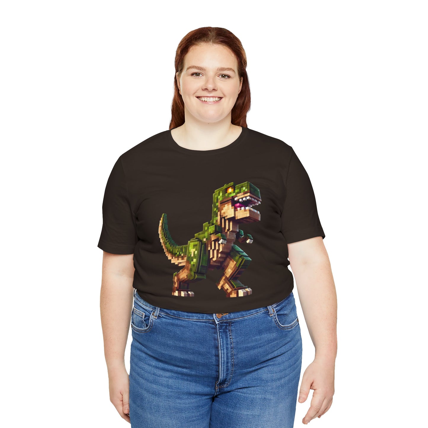 Pixel Dinosaur T-Shirt – Retro Dino Graphic Tee for Adults