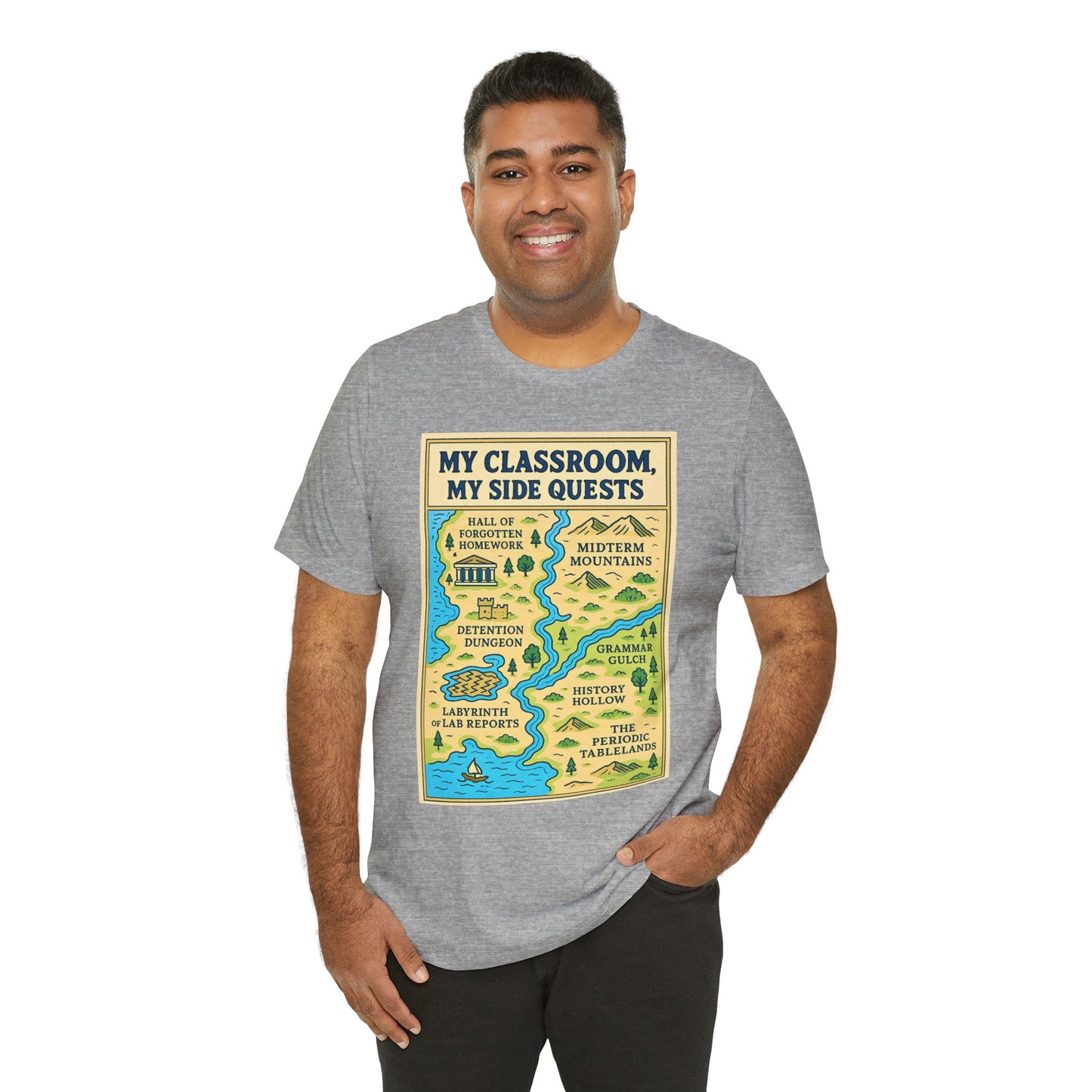 My Classroom, My Side Quests T-Shirt – RPG Map Tee for Teachers